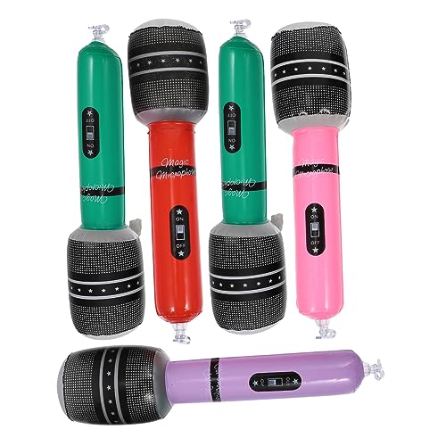 FRCOLOR 5 Stück Teiliges Aufblasbares Mikrofon aus Stabilem PVC Kreative Musik Party Requisiten für Sichere Spielzeugmikrofone für Rollenspiele und Bühnenauftritte Zufällige Farbe von FRCOLOR