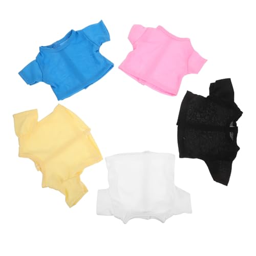 FRCOLOR 5 Stück Teiliges Build Bear T Shirts für Stofftiere Einfarbige Kurzärmelige Puppenkleidung Bequem und Modisch für Kuscheltiere von FRCOLOR