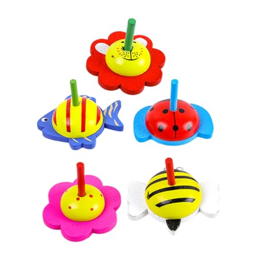 FRCOLOR 5 Stück Teiliges Holz Gyroskop Interaktives Kleines Tischspielzeug mit Kreativem Drehmechanismus Leichtes Balancespiel für Mitgebsel und Geburtstagsgeschenk von FRCOLOR