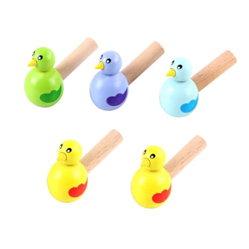 FRCOLOR 5 Stück Teiliges Holzpfeifen Cartoon Vogelform Sicher Ergonomisch Gestaltet Interaktives Musikspielzeug zur Gehirnentwicklung für Jungen und Mädchen Draußen Zufällige Farbe von FRCOLOR