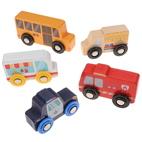 FRCOLOR 5 Stück Teiliges Holzspielzeug Auto für Lernspielzeug Hand Auge Koordination Vorstellungskraft und Kommunikationsfähigkeiten für Geburtstage und Feste von FRCOLOR