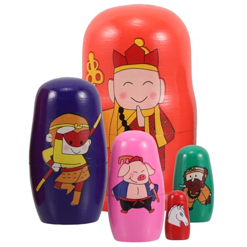 FRCOLOR 5 Stück Teiliges Holzspielzeug Russische Nesting Puppen to West Thema Pädagogisch Sicher für Kleinkinder Geburtstag von FRCOLOR