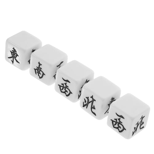 FRCOLOR 5 Stück Teiliges Kleine Mahjong Würfel aus Windrichtungswürfel mit Weißem Grund und Schwarzer Leicht und Tragbar Spielzubehör für Brettspiele Party und Familienspiele von FRCOLOR