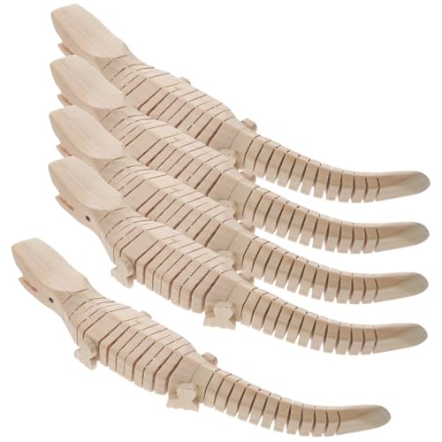 FRCOLOR 5 Stück Teiliges Kleines Holz Krokodil DIY zum Bemalen Handliches Bastelzubehör für Schüler Naturbelassenes Holzmodell Kreatives Handwerk und Dekoration von FRCOLOR