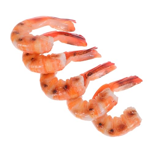 FRCOLOR 5 Stück Teiliges Künstliche Gekochte Garnelen aus Strapazierfähigem Realistische Miniatur Meeresfrüchte Deko für Küche Restaurant Supermarkt Party und Schaufensteranzeigen von FRCOLOR