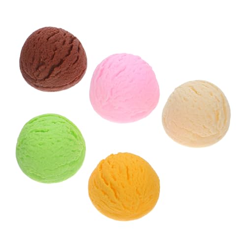 FRCOLOR 5 Stück Teiliges Künstliches Eiscreme Dekorationsset Realistische Dessert Eiskugelmodelle Vanille Erdbeer Schokolade Mango Honigmelone Langlebig und Leicht als Fotorequisite und von FRCOLOR