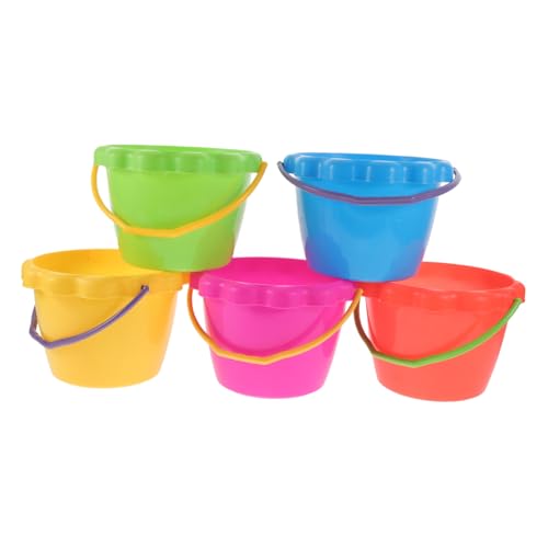 FRCOLOR 5 Stück Teiliges Kunststoff Sandspieleimer für Strandspielzeug mit Glatten Kanten Farbenfrohem Design und Komfortablem Griff Fördert Kreativität Vorstellungskraft Zufällige Farbe von FRCOLOR