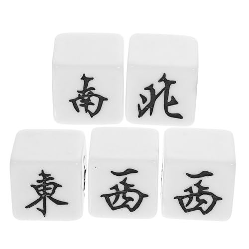 FRCOLOR 5 Stück Teiliges Mahjong Würfel Acryl Windrichtungswürfel Weißer Hintergrund Schwarze Party Spiel Zubehör für Brettspiele Zuhause Bar Ktv von FRCOLOR