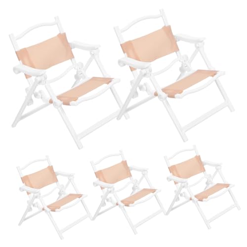 FRCOLOR 5 Stück Teiliges Mini Camping Klappstuhl Miniatur Strandstuhl für Puppenhaus Deko Faltbare Liegestühle für Rollenspiel Outdoor Leicht und Realistisch Gestaltet von FRCOLOR