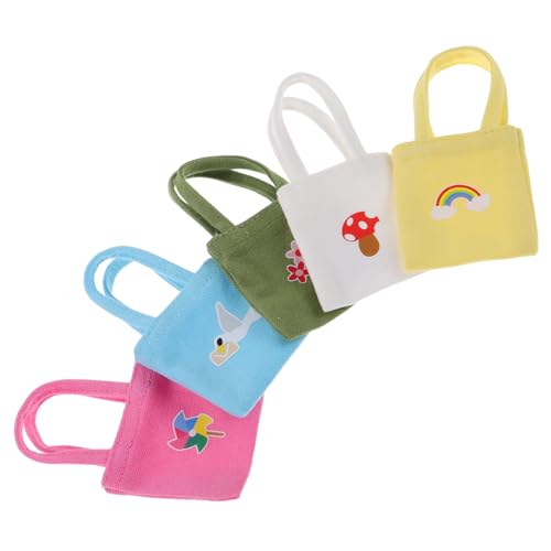 FRCOLOR 5stücke Miniatur-Einkaufstasche Aus Segeltuch Kleine Handtasche Für Puppen Mini-tragetaschen Für Puppenhaus-Dekoration Puppenkostüm-zubehör Robustes Canvas-Material von FRCOLOR