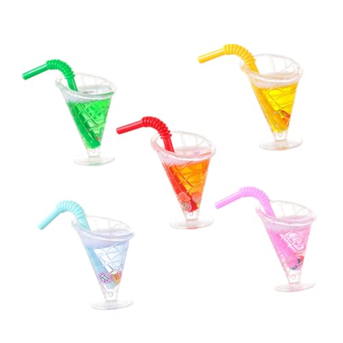 FRCOLOR 5 Stück Teiliges Mini Dessertbecher aus Realistische Tropische Saftbecher Blau Grün Orange und Rot Farbenfrohe Hawaiianische Puppenhaus Deko für Sommerpartys und Mädchen von FRCOLOR