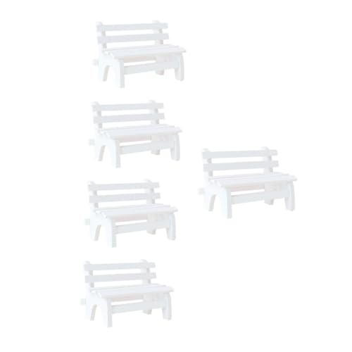 FRCOLOR 5 Stück Teiliges Mini Holz Gartenbank Miniatur Möbel Dekoration Lebensechte Miniatur Holzstuhl Accessoire Für Puppenhaus Mikro Landschaft Sandtisch Deko von FRCOLOR