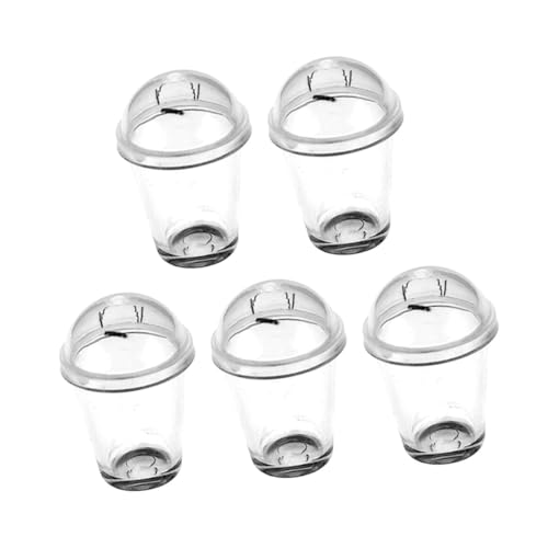FRCOLOR 5 Stück Teiliges Miniatur Milchtee Becher aus Transparentem Realistische Mini Kaffeetassen mit Deckel als Puppenhaus Dekoration und Fotorequisite Vielseitig für DIY und von FRCOLOR