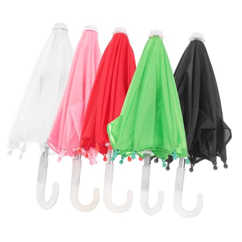 FRCOLOR 5 Stück Teiliges Miniatur Puppen-Regenschirm- Farbige Verschleißfeste Dekoration für Kinderzimmer Stilvolles Desktop-Accessoire und Foto-Requisite für Puppenhäuser von FRCOLOR