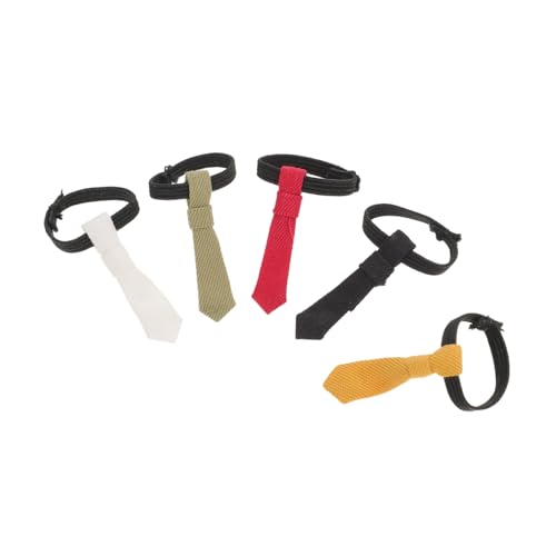 FRCOLOR 5 Stück Teiliges Miniatur Puppenkrawatten- Langlebige Farbintensive Baumwollkrawatten für Bjd Puppen Flexible Leichte Halsaccessoires in Schwarz Weiß Rot Gelb Grün für Puppenkostüm von FRCOLOR