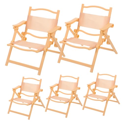 FRCOLOR 5 Stück Teiliges Miniatur Strandliegen Klappstuhl Modell für Puppenhaus Deko Realistisches Camping Design Leicht Faltbar für Rollenspiele und Outdoor Szenen von FRCOLOR