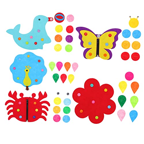 FRCOLOR 5 Stück Vliesstoff Knopfleiste Spielzeug für Kinder Pädagogisches Early Learning Spielzeug für Kleinkinder Motorikspielzeug zur Hand Auge Koordination von FRCOLOR
