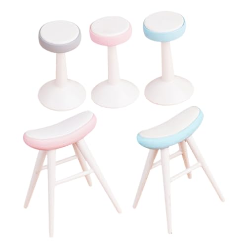FRCOLOR 5 Stück Teiliges Puppenhaus Hocker aus Kunststoff Miniatur Sitzmöbel für DIY Mikro Landschaft Farbige Runde und Eckige Hocker Vielseitig für Puppenhaus Zubehör und Kreatives Spiel von FRCOLOR