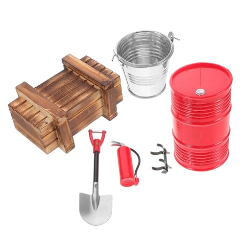 FRCOLOR 5 Stück Teiliges Rc Crawler Zubehör aus Holz und Metall Realistische Mini Feuerlöscher Ölfass Holzbox Schaufel und Wassereimer in Rot Robustes Dekorationsmodell für Rc FRCOLOR 5 Stück Teiliges Rc Crawler Zubehör aus Holz und Metall Realistische Mini Feuerlöscher Ölfass Holzbox Schaufel und Wassereimer in Rot Robustes Dekorationsmodell für Rc von FRCOLOR