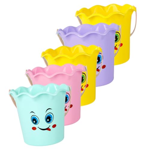 FRCOLOR 5 Stück Teiliges Sandkübel aus Robustem Kunststoff Vielseitig Einsetzbar als Wassereimer und Strandspielzeug Klein und Handlich für Sandspielen Graben und Zufällige Farbe von FRCOLOR