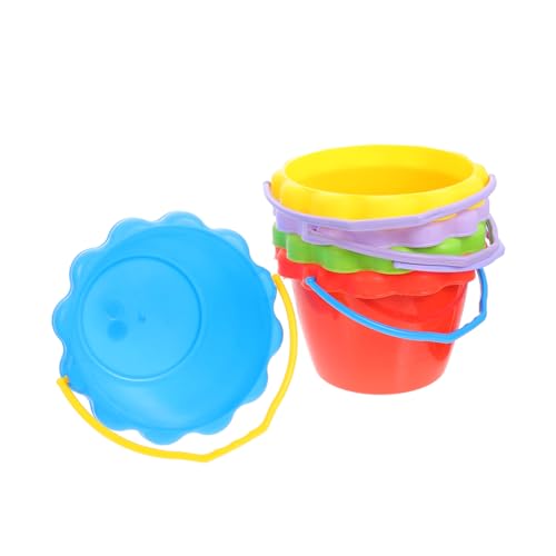 FRCOLOR 5 Stück Teiliges Sandspieleimer aus Robustem Kunststoff mit Glattem Griff Lustiges Strandspielzeug für Farblich Sortierte Kleine Sandkübel für Garten und Zufällige Farbe von FRCOLOR