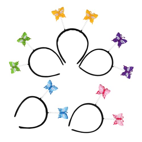 FRCOLOR 5 Stück Teiliges Schmetterling Stirnband Federnde Schmetterlinge Leichtes Kopfband für Kostüm Bühne Party Verstellbar und Komfortabel Buntes Accessoire für Mädchen von FRCOLOR