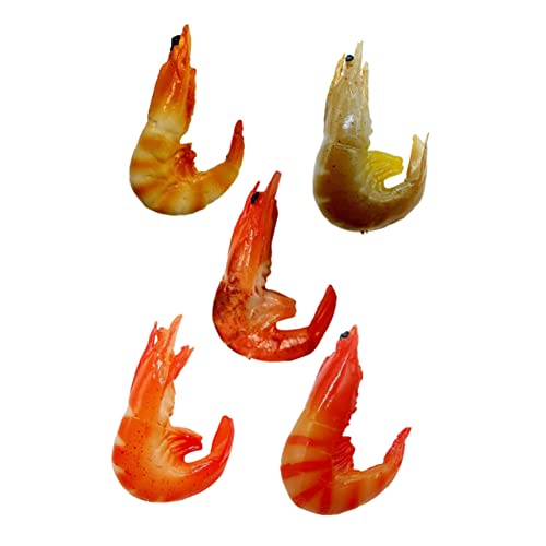 FRCOLOR 5 Stück Teiliges Set Künstliche Garnelen Dekorationen für Fotografie und Spiel Realistische Fake Food Requisiten für Heimdekoration Wasserfest und Langlebig Zufällige Farbe von FRCOLOR