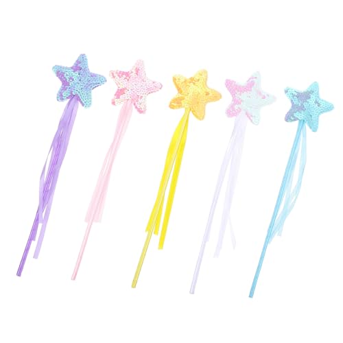 FRCOLOR 5 Stück Teiliges Stern Zauberstab für Mädchen Leuchtender Party Fee Stab Cosplay Accessoire für Kindergeburtstag Halloween Verkleidung Bühnenauftritte und Geschenkideen von FRCOLOR