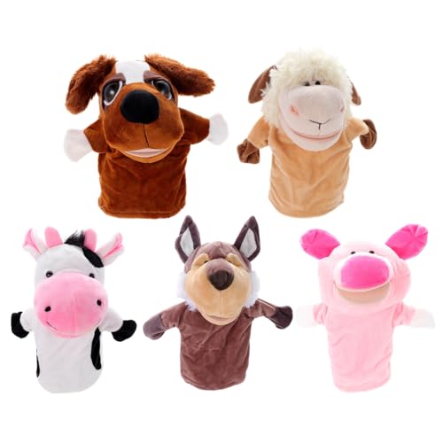 FRCOLOR 5 Stück Teiliges Tierischer Handpuppen aus Ultraweichem Material mit Beweglichem Mund Interaktives für Eltern Fördert Kreativität und Frühe Bildung Kindergarten von FRCOLOR