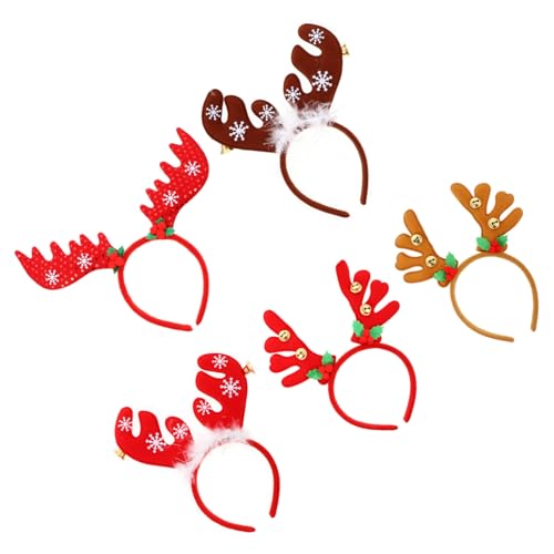 FRCOLOR 5 Stück Teiliges Weihnachts-haarreif Glocken und Rentiergeweih Festliche Haarreifen für Erwachsene Langlebig Farbecht als Partyzubehör und Weihnachtsdekoration von FRCOLOR
