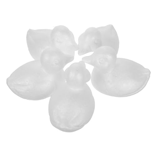 FRCOLOR 5 Stück Teiliges Weiße Schaumstoff Enten zum Bemalen Leichte Polystyrol Figuren für DIY Bastelprojekte Kreative Blanko Tierskulpturen für Hochzeitsdeko und Partygestaltung von FRCOLOR