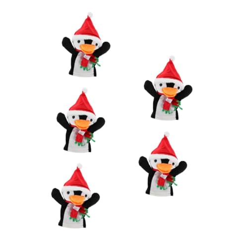 FRCOLOR 5 Stück Weiche Plüsch Weihnachts-Pinguin Handpuppe Kuscheliges Fingerpuppenspielzeug für Storytelling und Interaktives Eltern-Junge Mädchen Spiel Weihnachtsdeko und von FRCOLOR