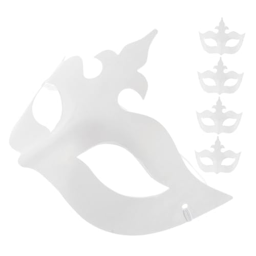FRCOLOR 5 Stück Weiße DIY Papiermasken zum Bemalen Halbe Gesichtsmasken für Karneval Maskenball Mardi Gras Party und Kostümfeste Kreative Bastelmasken für Verzierungen von FRCOLOR