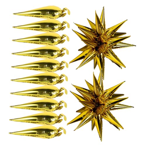 FRCOLOR 50 Stück Gold Folienballons Kegelförmig Stern Explosion für Geburtstagsdeko Shower Hochzeit Abschlussfeier Party Hintergrund von FRCOLOR