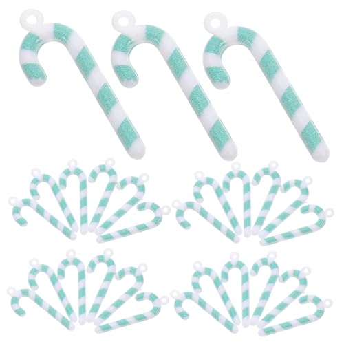 FRCOLOR 50 Stück Mini Candy Cane Anhänger Grün Stripy Ornament DIY Bastelzubehör Weihnachtsdeko Miniatur Dekorative Zubehör für Party und Handwerk von FRCOLOR