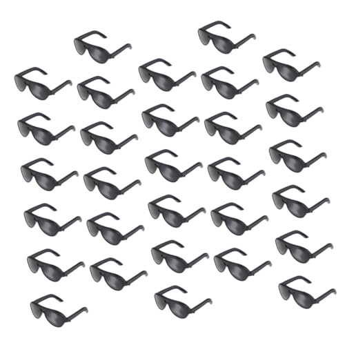 FRCOLOR 50 Stück Mini Sonnenbrillen für Puppen Leichte Schwarze Dollhouse Brillen Puppenaccessoires für Verkleidung und Rollenspiele für Spielspaß von FRCOLOR