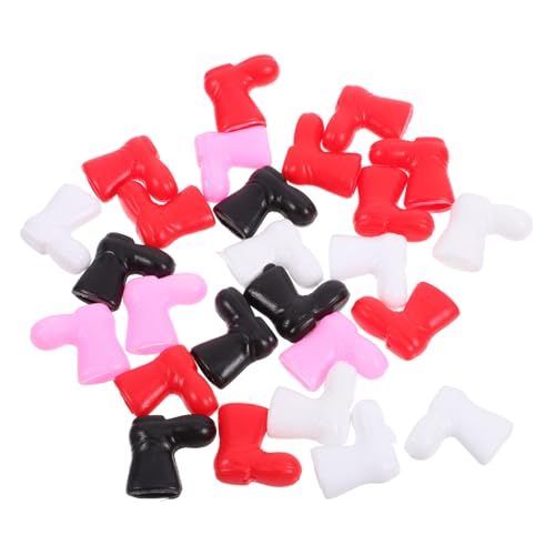 FRCOLOR 50 Stück Mini Weihnachtsmann Stiefel Puppenschuhe aus Robustem Bunte Deko für Puppenhaus Basteln Weihnachtsdeko Zubehör von FRCOLOR