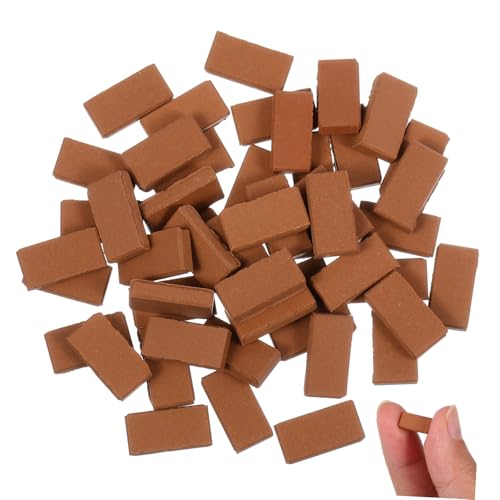 FRCOLOR 50 Stück Mini Ziegelstein Modelle Realistische Fake Backsteine für Sandtisch Landschaftsbau DIY Miniatur Gebäude und Szenen für Kreative Bastelprojekte von FRCOLOR