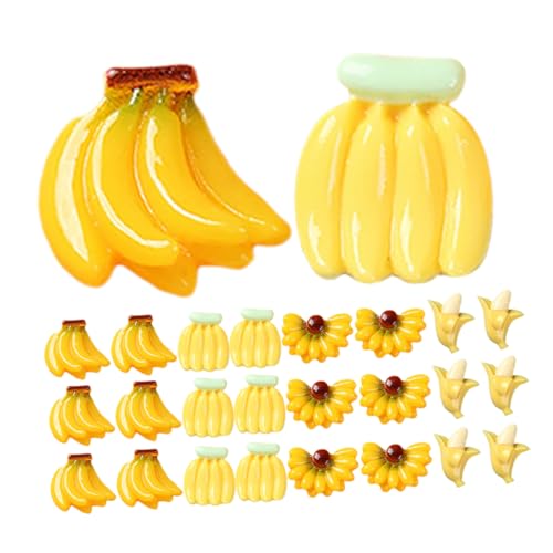 FRCOLOR 50 Stück Miniatur Bananen Deko Realistische Kunstbananen für DIY Bastelprojekte Partydekoration und Heimdekoration Lebensechte Gelbe Bananen aus Kunstharz von FRCOLOR
