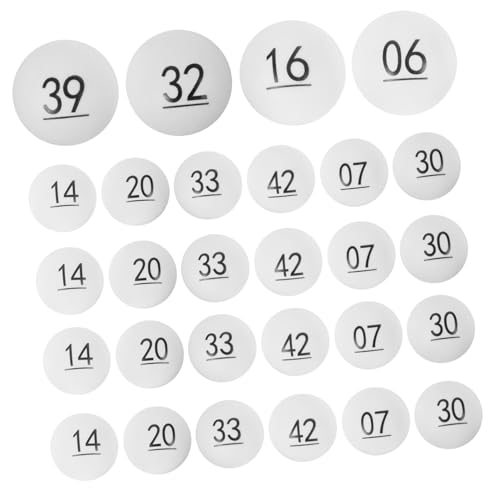 FRCOLOR 50 Stück Nummerierte Kunststoff Lottokugeln Langlebige PP Material Spielbälle für Tombola Ziehungs und Partyspiele Weiße Nummerierte Loskugeln Robust Farbecht Leicht Tragbar von FRCOLOR