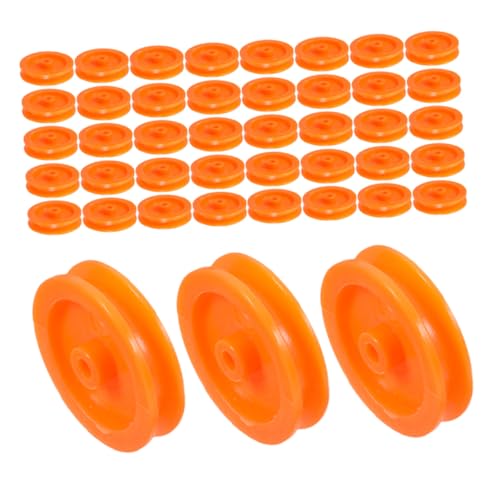 FRCOLOR 50 Stück Riemenscheibe aus Kunststoff Autoprojekte Plastikzahnrad Riemenscheibe für Heimwerker Miniatur-Riemenscheibe der Riemenscheibe Kfz -Teile Orange von FRCOLOR