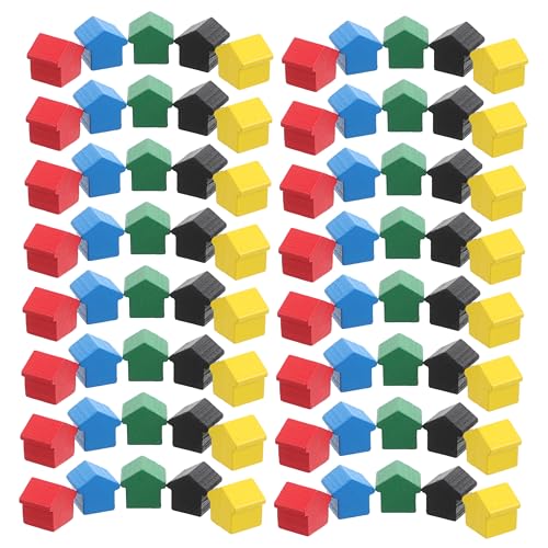 FRCOLOR 50 Stück Teiliges Set Bunte Holz häuser Spielfiguren für Brettspiel Immobilienhandel Schachspiel Zubehör Kindgerecht Langlebig und Stilvoll für Strategisches von FRCOLOR