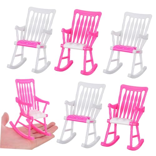FRCOLOR 5Stücke Mini Schaukelstuhl für Puppenhaus Bunte Rollenspielmöbel für Kreative für Puppen und Miniatur Spielhäuser von FRCOLOR
