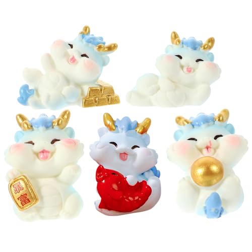 FRCOLOR 5stücke Miniatur Drachenfiguren Aus Harz Micro Landschaft Drachen Statue Chinesische Drachen Figuren Cartoon-drachenfiguren Für Zuhause Und Garten von FRCOLOR