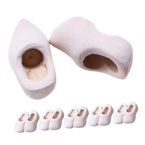 FRCOLOR 6paare Miniaturschuhe Aus Holz Unfertige Holzschuhe Für Puppenhauszubehör Mini-Schuhe Zum Basteln Dekoratives Puppenhaus-Accessoire von FRCOLOR