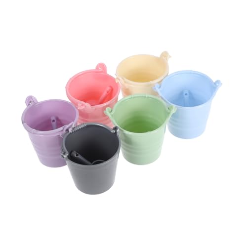 FRCOLOR 6 Sätze Miniatur Eimer mit Löffeln Teiliges Puppenhaus Zubehör für Strandspielzeug Wasser und Gartenaktivitäten Rosa Blau Grün von FRCOLOR