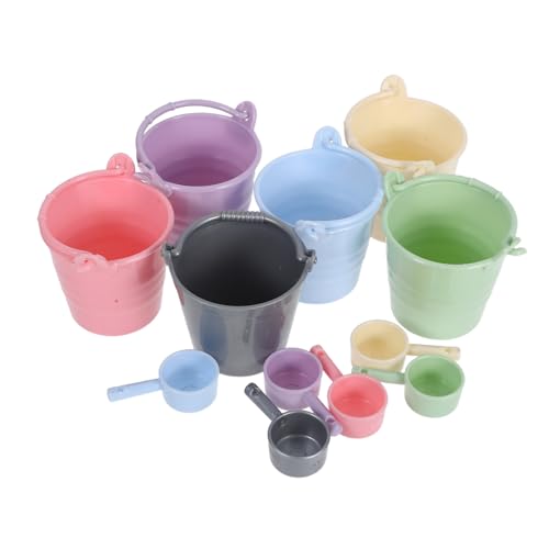 FRCOLOR 6 Sätze Miniature Eimer mit Löffeln Teiliges für Strand und Gartenaktivitäten Bunten Farben Blau Grün von FRCOLOR