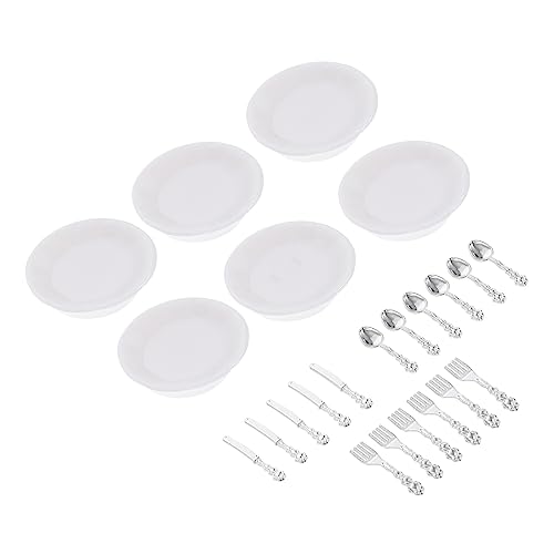 FRCOLOR 6 Sätze Teiliges Mini Geschirr Set Puppenhaus Zubehör mit Gabeln Löffeln Messern Dekoratives Mini Besteck für Puppenhaus und Heimdekoration von FRCOLOR