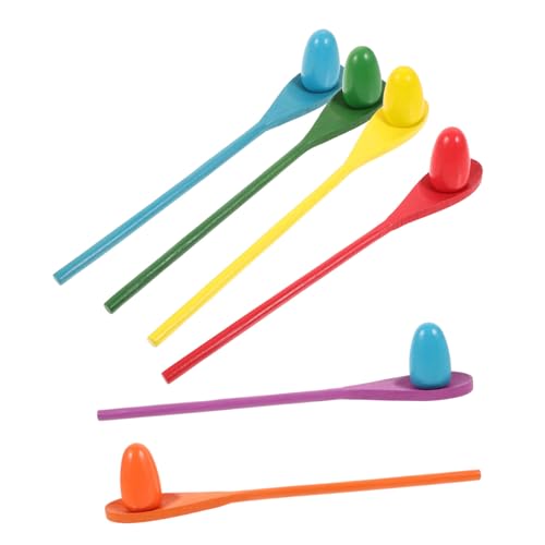 FRCOLOR 6 Sätze Teiliges Set Holz Ei Balance für Sensomotorisches Training Bunte Eierlöffel für Geburtstagsparty Fördert Hand Augen Koordination und Spielspaß von FRCOLOR