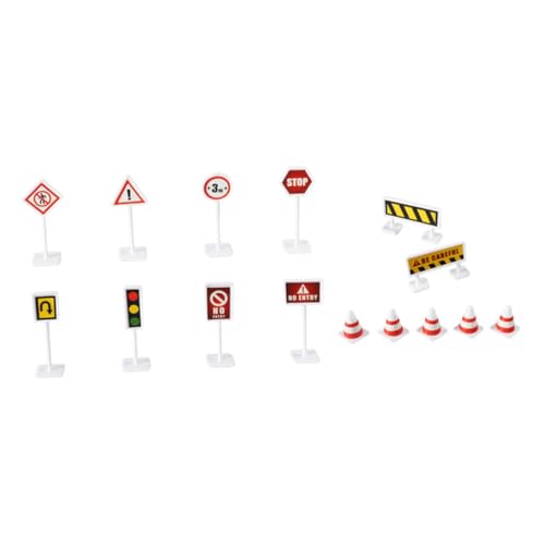 FRCOLOR 6 Sätze Teiliges Verkehrszeichen aus Robustem Realistische Straßenbarrieren und Ampeln Motorikförderndes Lernspielzeug für Kleinkinder Vielseitig Anpassbare Straßensimulation von FRCOLOR